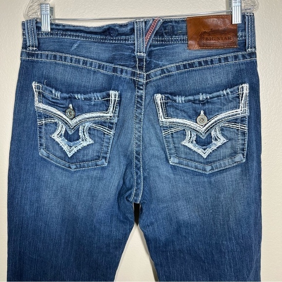 Big Star Mens Pioneer Regular Boot Cut Denim Jeans Size 33 Short Distressed - Picture 6 of 12